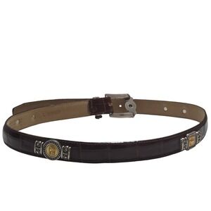 Brighton Museum Collection‎ Vintage Brown Embossed Leather Belt Women L